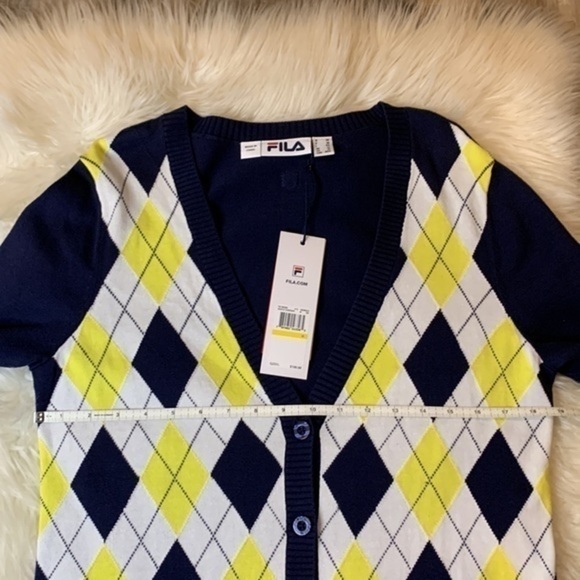NWT Fila argyle tennis tenniscore cardigan sweater M - Picture 9 of 12